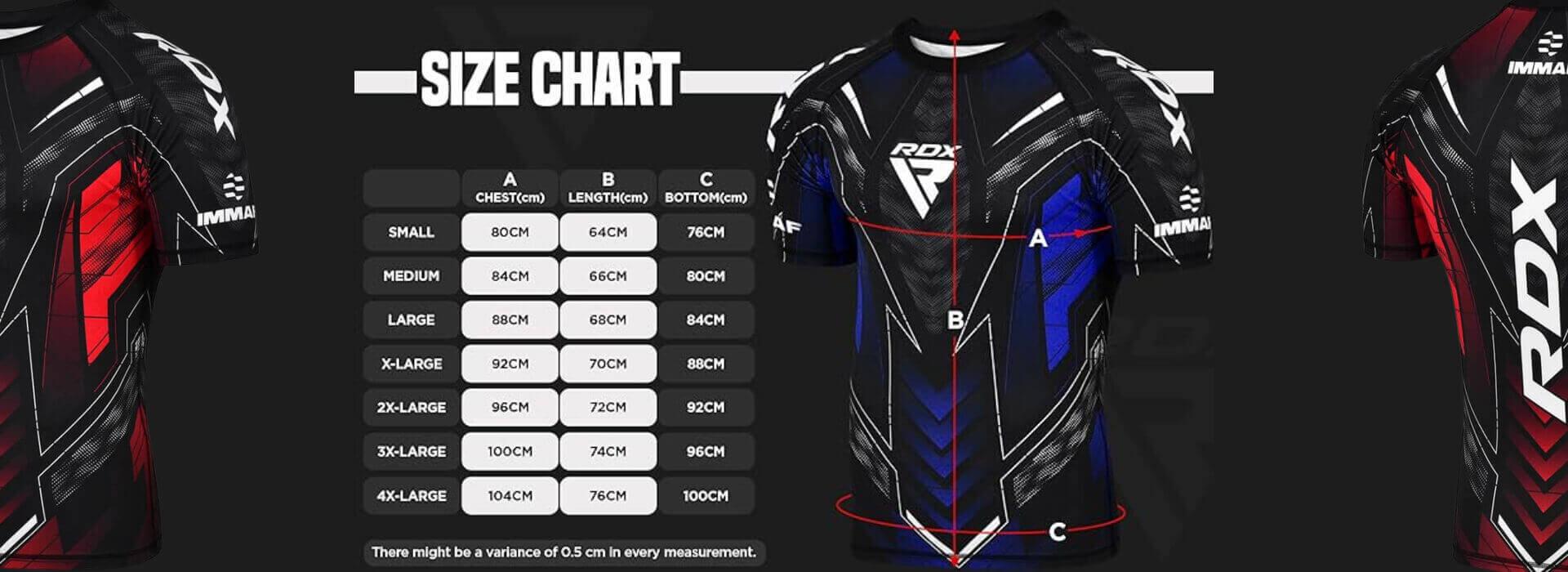 rdx rashguard immaf size chart